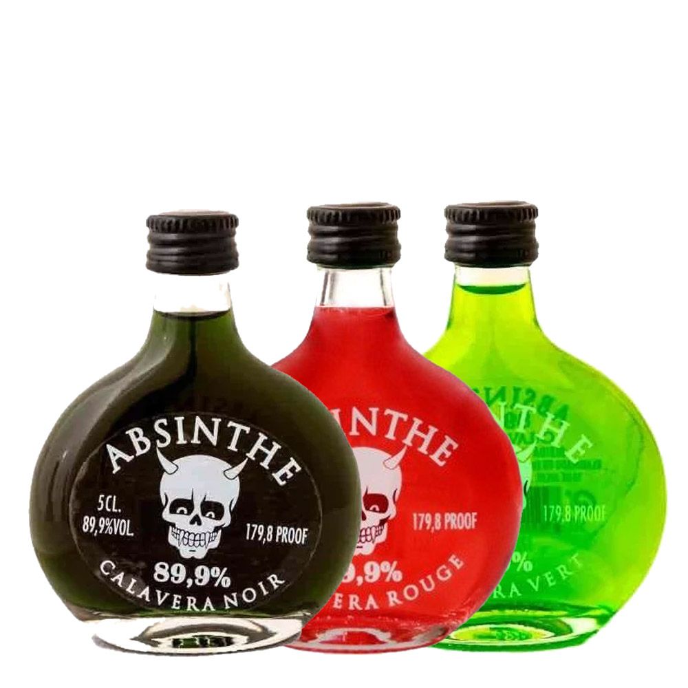 Miniatura Absenta Pack x 3 Absinthe Calavera 5 cl